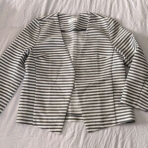 BCNU Nordstrom Navy White Striped Blazer Open Front Jacket Size M